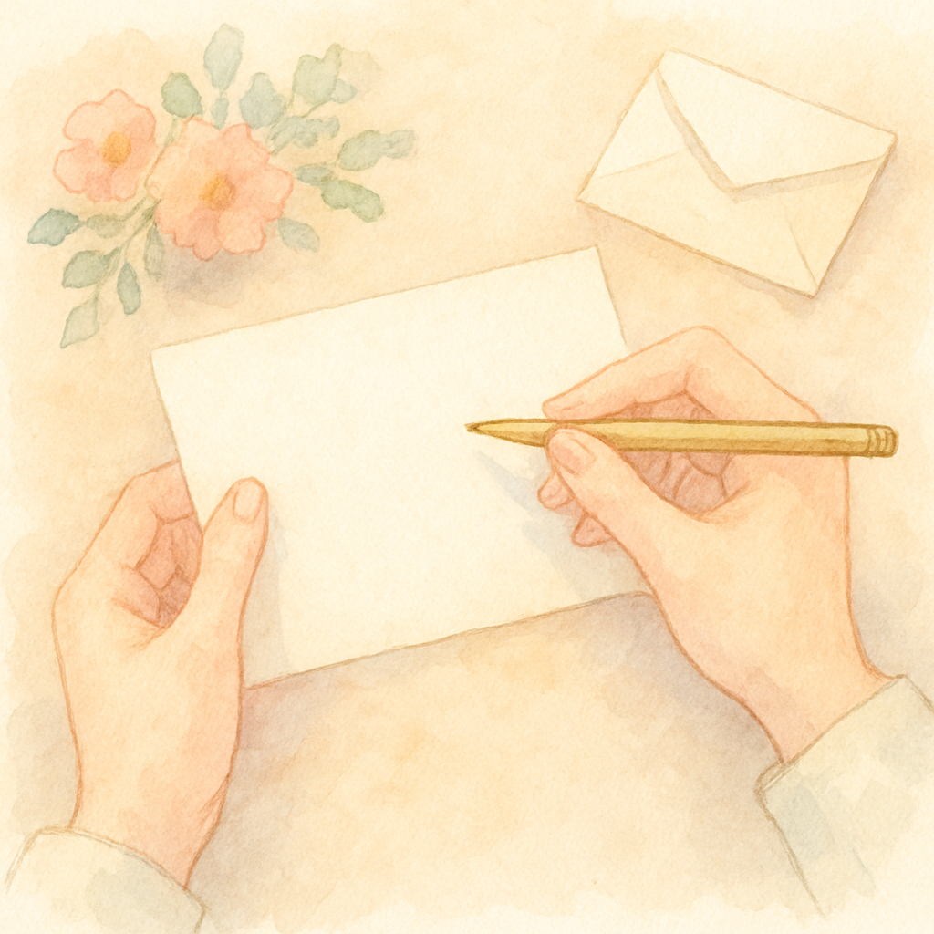 メッセージカードを書いているイメージイラスト