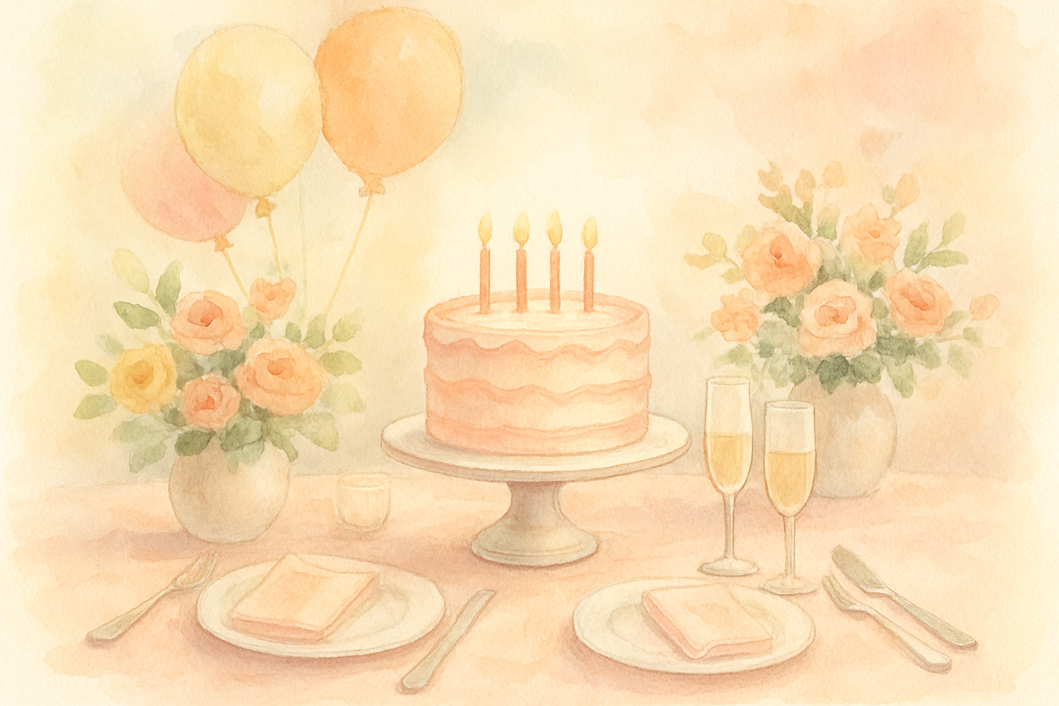 お祝いのテーブルセッティングやパーティーの雰囲気