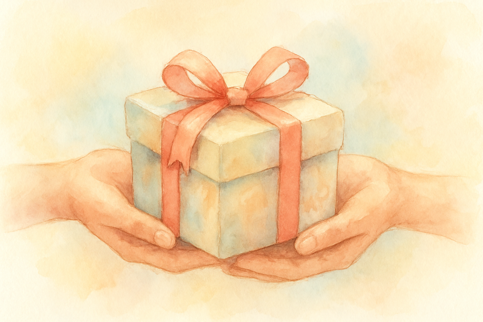 ラッピングされたプレゼントを渡すイメージ