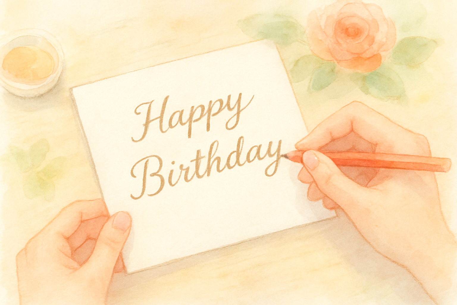 誕生日の色紙にメッセージを書いているイメージ