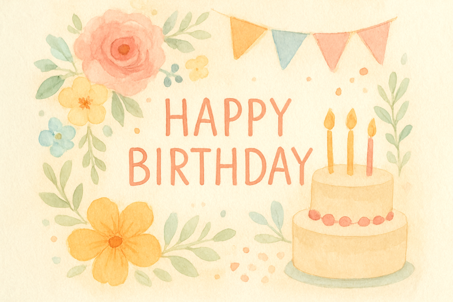 デコレーションされたおしゃれな誕生日色紙の例