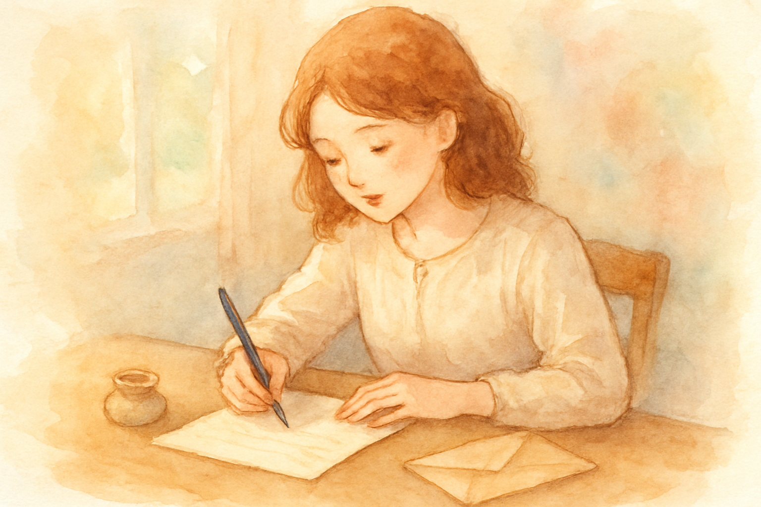 手紙を書いている様子のイラスト