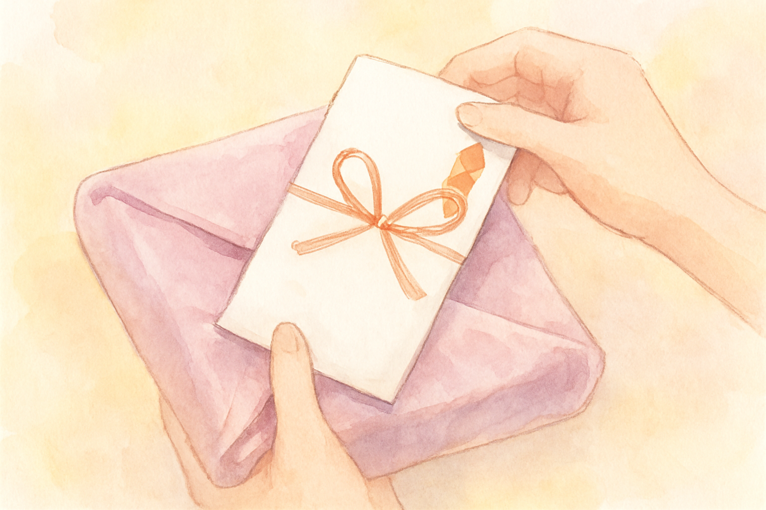 袱紗からのし袋を取り出すイメージ