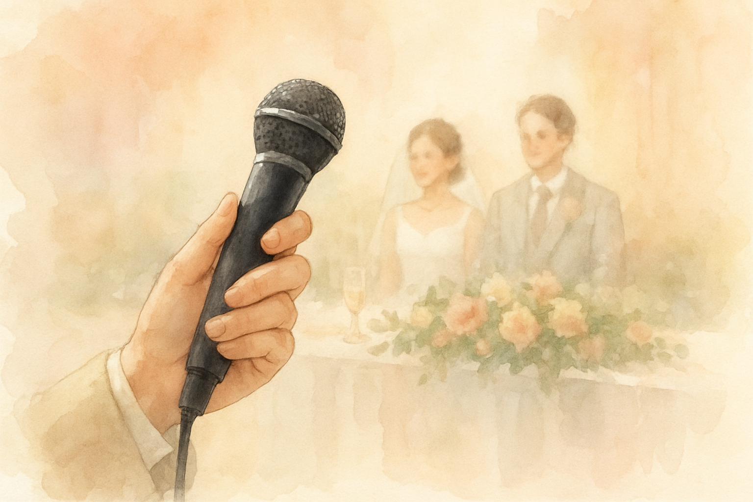 披露宴でのスピーチの様子(マイクを持つ手元のイメージ)