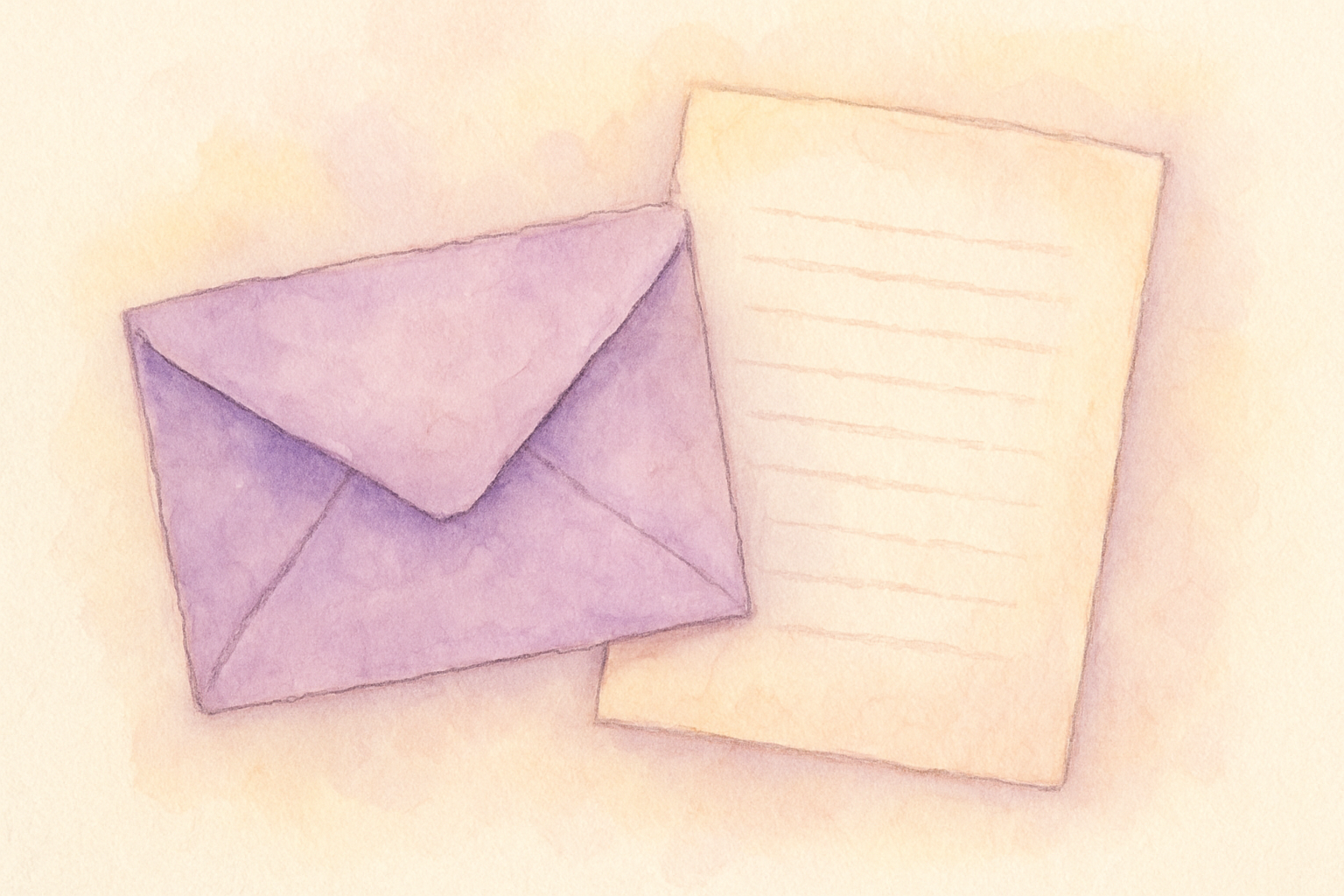 紫色の封筒と便箋のイメージ