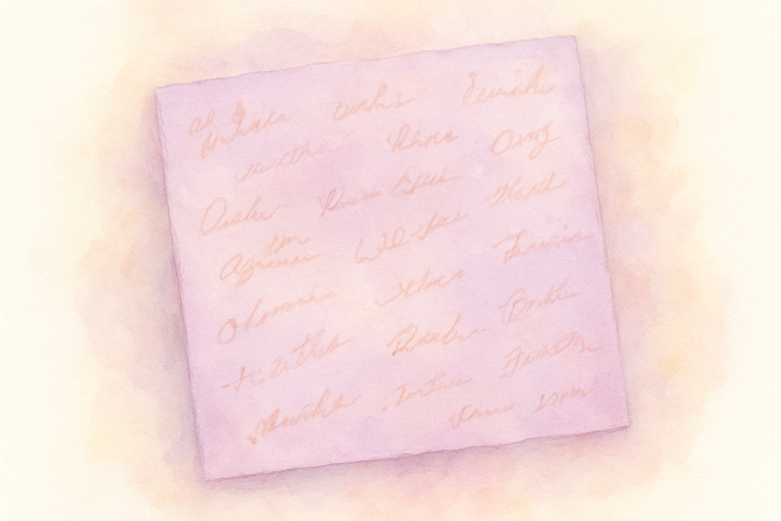 紫色の色紙に寄せ書きが書かれたイメージ