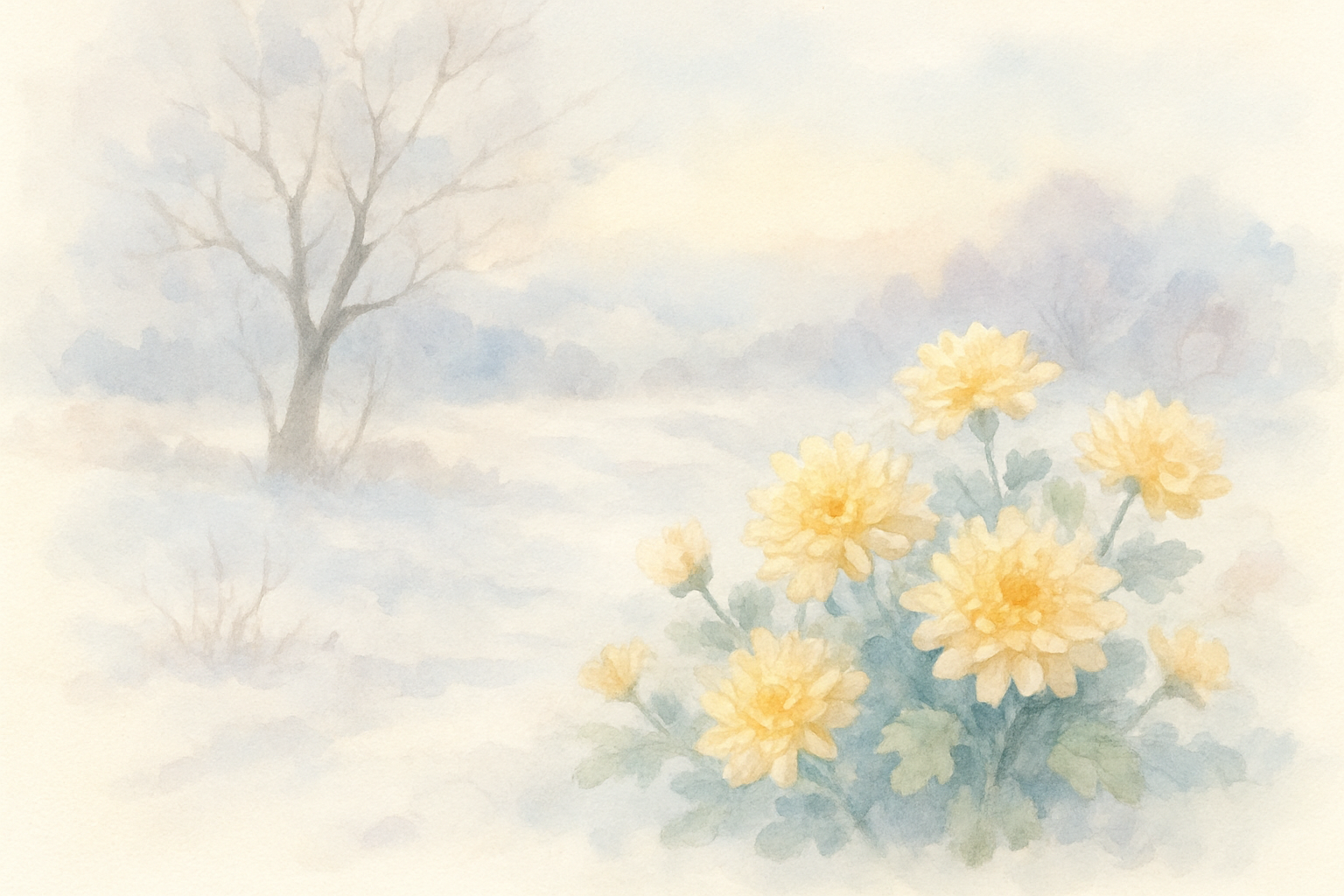 喪中見舞い・寒中見舞いのはがきのイメージイラスト