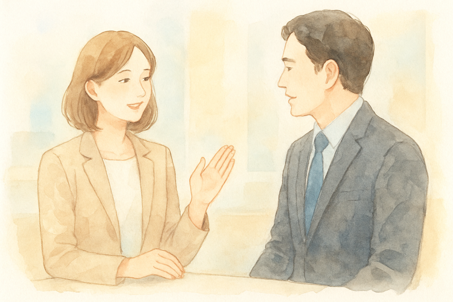 ビジネスシーンで声をかけるイメージ