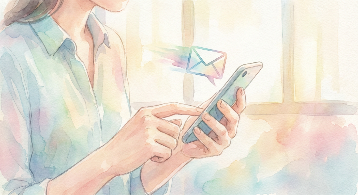 スマートフォンでメッセージを送るイメージ