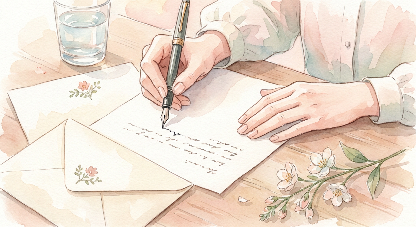 便箋に手紙を書いている手元のイメージ