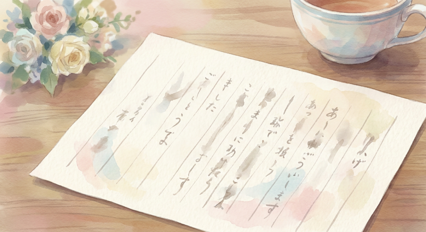 縦書きの便箋に書かれたお礼状のイメージ