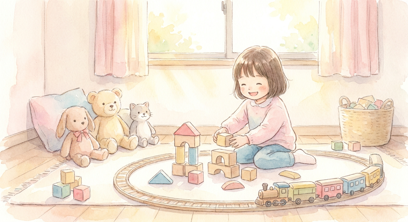 4歳の子どもがおもちゃで楽しそうに遊んでいるイメージ