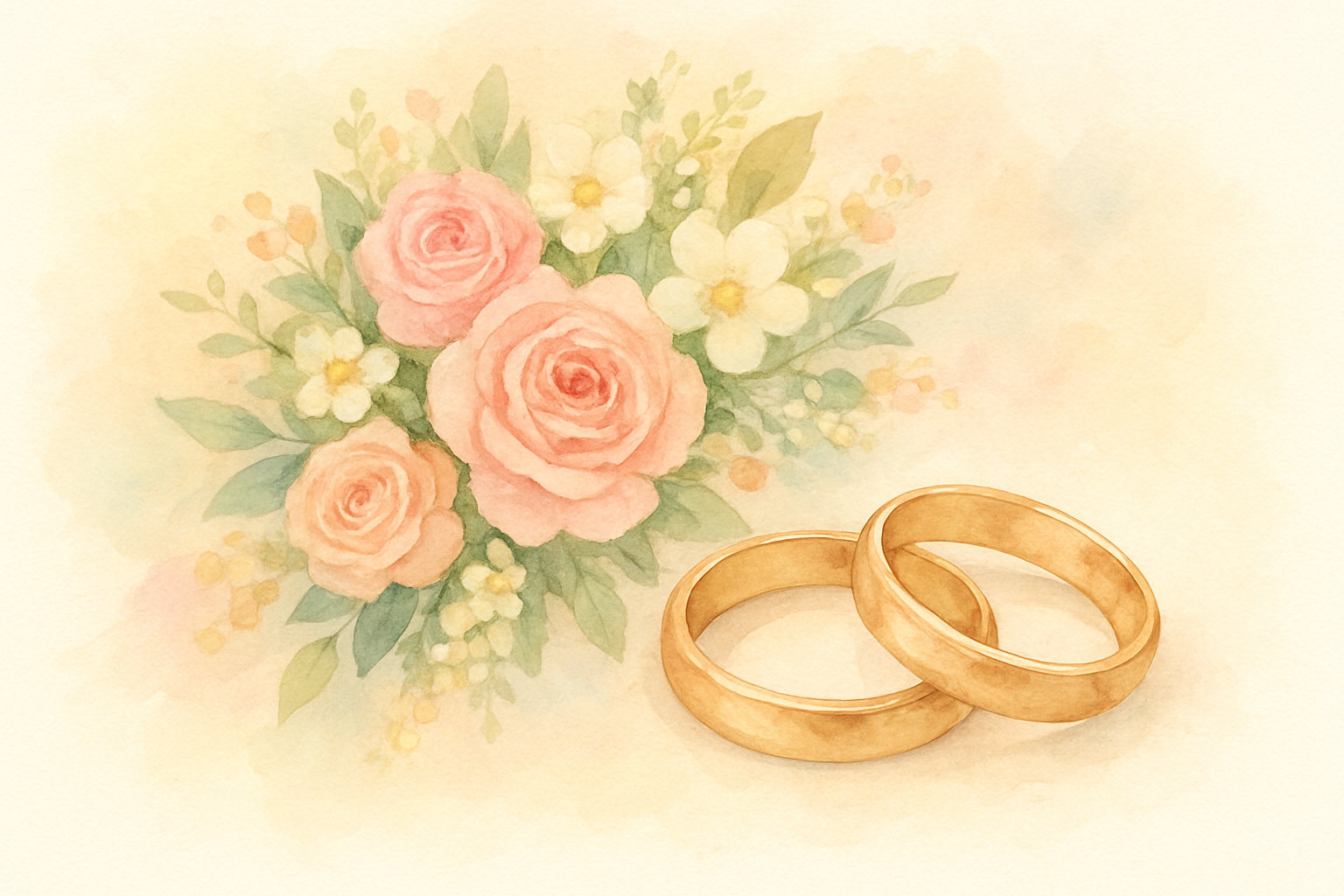 結婚記念日の年数と呼び名を象徴するイメージ（指輪や花など）