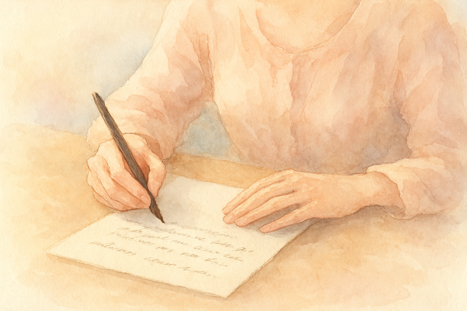手紙を書く女性の手元のイメージ