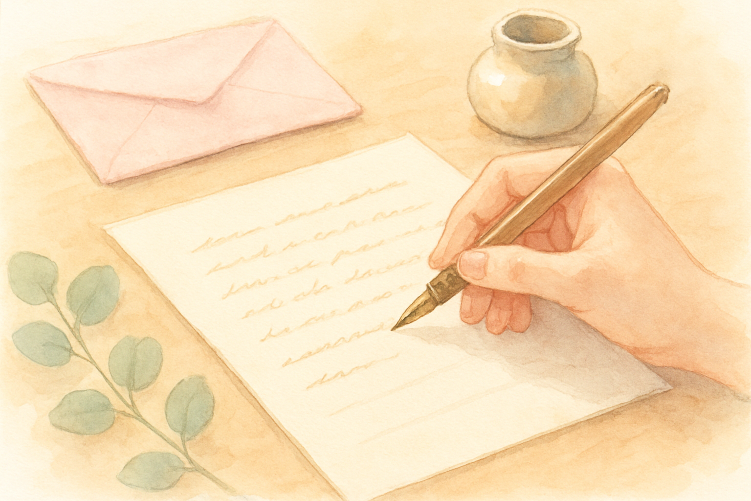 便箋に手紙を書いている手元のイメージ