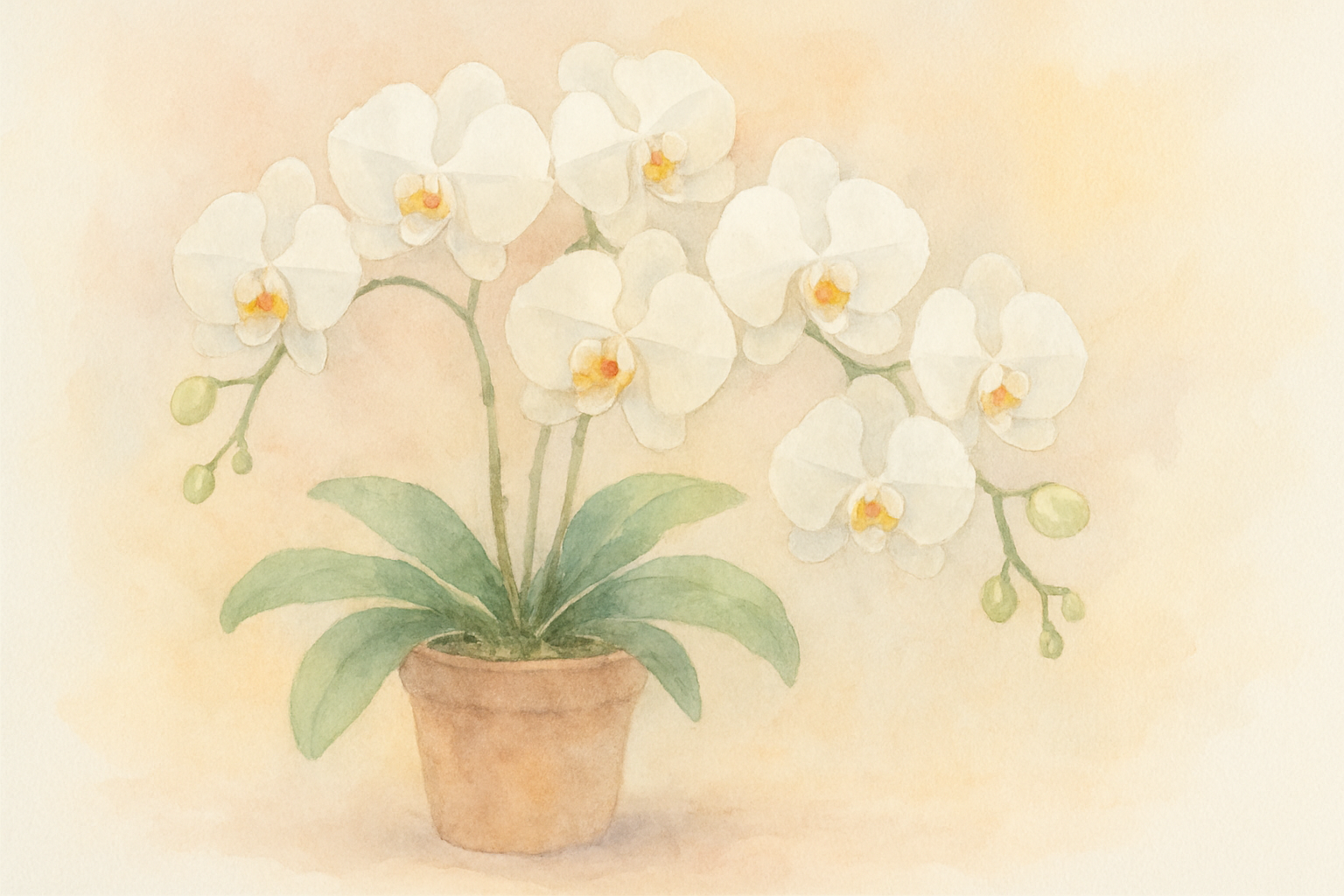 白い大輪胡蝶蘭の鉢植えのイメージ