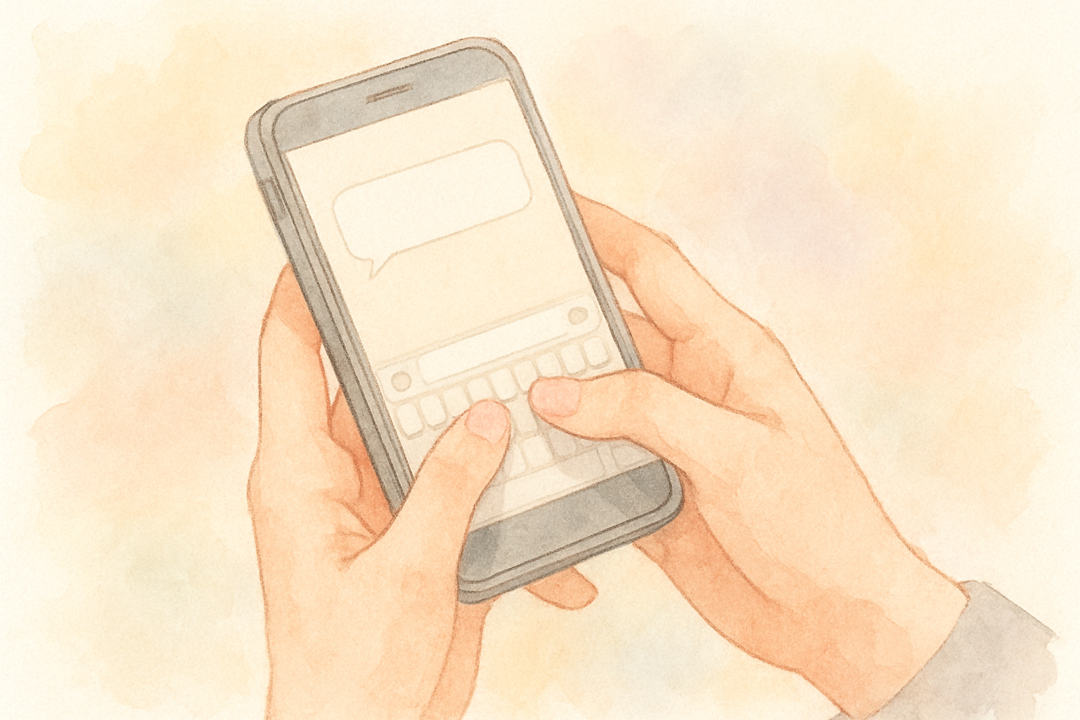 スマホでお礼のメッセージを打っている手元のイメージ