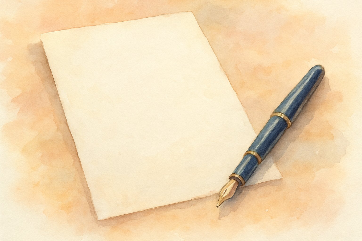 白い便箋と万年筆を並べた、手紙を書き始める場面のイメージ