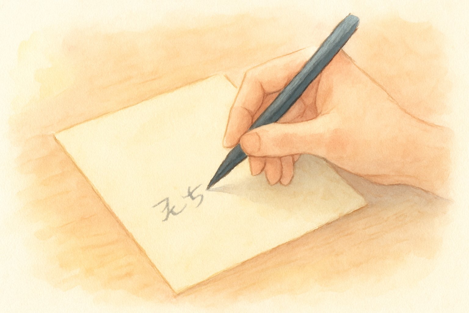 色紙にペンで一言を書き添えている手元のイメージ